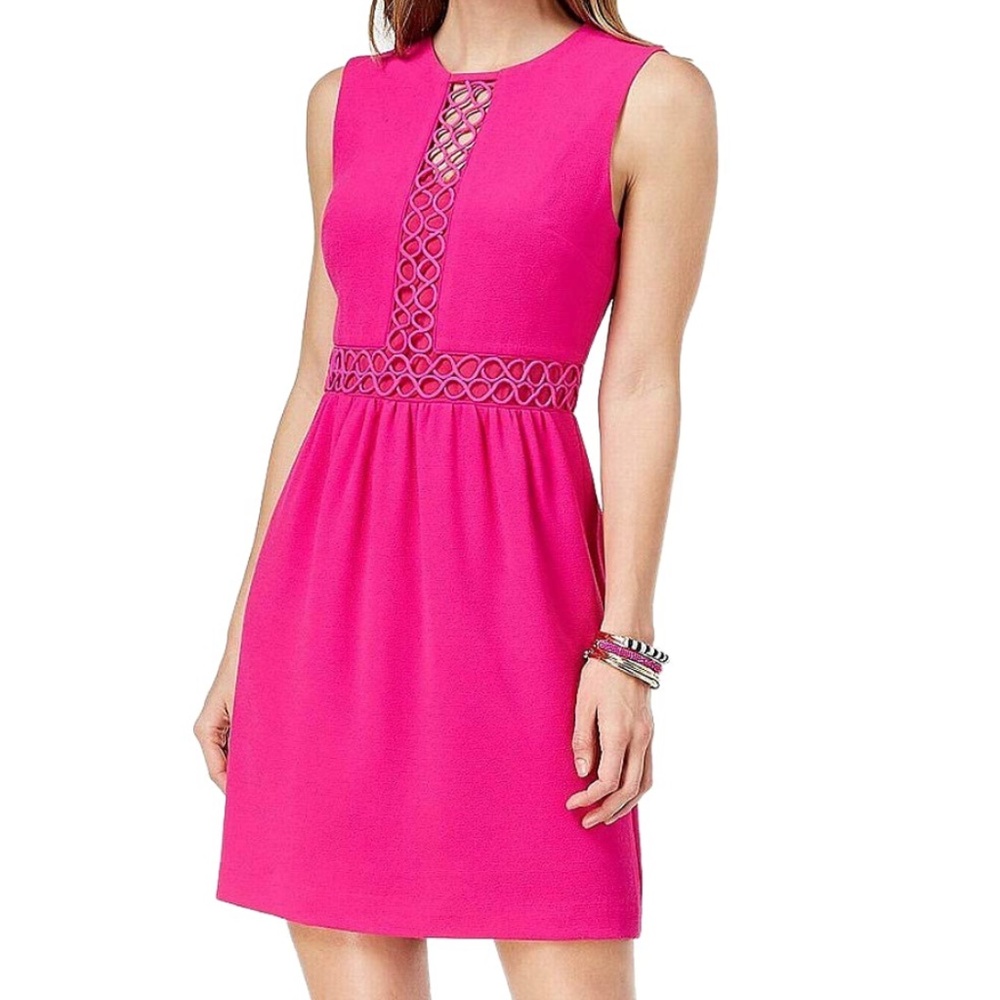 Trina Turk Anastasia Cutout Pleated A-Line Dress Size 8 NWT